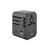 UNIQ Ład. siec. Voyage World Adapter 33W+ 2xUSB + PD 18W + QC 3.0 szary/charcoal grey (LITHOS Collective)
