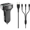 USAMS Ład. sam. 2xUSB C13 2,1A 3w1(microUSB/USB-C/lightning) czarny/black NTU35YTSC13TZ
