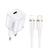USAMS Ład. siec. 1xUSB-C T36 mini 20W+ kabel USB-C-Lightning biały/white PD3.0 Fast Charging XFKXLOGTL02 (US-CC124+US-SJ484)