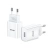 USAMS Ład. siec. 1xUSB T18 2,1A(only head) biały/white Fast Charging CC075TC01