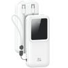 USAMS Powerbank z wbudowanymi kablamiUSB-C+Lightning 30000 mAh 20W PD+Qc 3.0 Fast Charge X-chel Series biały/white 30KCD21302 (US-CD213)