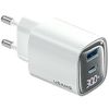 USAMS Ład. siec. CC229 30W GaNUSB-C/USB-A Fast Charging XC Series biały/white CC229TC02