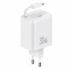 USAMS Ład. siec. 1xUSB-C ze zwijanymkablem USB-C Retractable PD+QC 30W Gan Fast Charging biały/white YC Series CC241TC02 (US-CC241)