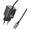 Ładowarka sieciowa USAMS JC Series CC264 30W GaN Mini Fast Charger USB-C / wbudowany kabel USB-C czarny