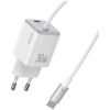 Ładowarka sieciowa USAMS JC Series CC264 30W GaN Mini Fast Charge USB-C / wbudowany kabel USB-C biały