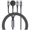 Kabel USAMS Huan Series SJ754 72W USB-C do USB-C + USB-C + ładowarka bezprzewodowa do zegarka tarnish
