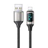 USAMS Kabel pleciony U78 lightning 1.2mLED 2.4A Fast Charging silver black SJ543USB02 (US-SJ543)