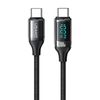 USAMS Kabel pleciony U78 USB-C na USB-C  LED 1.2m 100W Fast Charging czarny/black SJ546USB01 (US-SJ546)