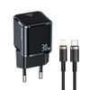 USAMS Ład. siec. 1xUSB-C T45 30WPD3.0 Fast Charging +kabel U63 USB-C/Lightning czarny/black UXTZH01 (USAMS-UX)