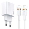 USAMS Ład. siec. 1xUSB-C T34 20W 5V-3APD3.0 + kabel U63 USB-C do lightning 20W biały/white (T49) T49OCLN01
