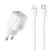 USAMS Ład. siec. 1xUSB-C PD20WPD3.0 Fast Charging US-CC183 + kabel USB-C/Lightning US-SJ610 biały/white YX Series YXXLOGTC03