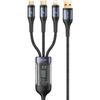 USAMS Kabel pleciony U83 3w1 66W 1,2mDigital Display PD Fast Charge (lightning/microUSB/USB-C) czarny/black SJ582USB01 (US-SJ582)