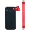 Dysk Zewnętrzny Verbatim Pocket SSD 1TB - brelok do kluczy z kablem USB-C 3.2 gen.2 czarno-czerwony/black-red 32192