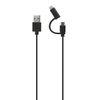 Xqisit kabel Combo USB A -microUSB/lightning 1.8m czarny/black 21250