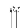 Xqisit kabel Combo USB A -microUSB/USB-C/lightning czarny/black 29979