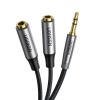 Rozdzielacz audio AUX UGREEN AV191, kabel jack 3.5mm, 20cm (czarny)