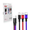 Kabel USB XO NB143 3w1 - Lightning + USB-C + microUSB 1.2m 2.4A wielokolorowy