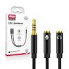 Kabel audio XO 2w1 NB-R197 jack 3.5mm - jack 3.5mm/ mikrofon 0.23 m czarny