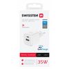 SWISSTEN Ładowarka Sieciowa Adapter GaN USB 27W QC + USB-C 35W PD biała