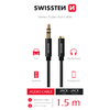 SWISSTEN Kabel w oplocie AUX Audio 3,5 mm Jack (męski)- 3,5 mm Jack (damski) 1,5 M czarny