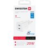 SWISSTEN Ładowarka Sieciowa Adapter GaN 2x USB-C 20W PD biała