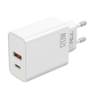 JELLICO ładowarka sieciowa - EC02 multi-kompatybilna PD 120W 1x USB-C + 1x USB QC3.0 biała