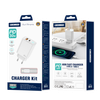 JELLICO ładowarka sieciowa - EU13 GaN PD 30W 1x USB-C + 1x USB QC3.0 + kabel USB-C / Lightning zestaw biały