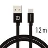 SWISSTEN TEXTILE Kabel w oplocie USB / USB-C 1,2 M czarny