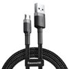 Baseus Cafule Cable wytrzymały nylonowy kabel przewód USB / micro USB QC3.0 2.4A 0,5m czarno-szary (CAMKLF-AG1)