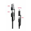 SWISSTEN Kabel Kevlar 4w1 USB + USB-C / USB-C + Lightning 60W 3A 1,5m antracyt