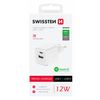 SWISSTEN Ładowarka Sieciowa Adapter USB + USB-C 12W biała