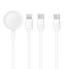 Kabel 3w1 Typ C do Lightning / Typ C / Apple Watch 3W 2A C3169 1,2 m biały