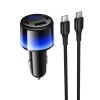 Ładowarka samochodowa Hoco USB A + 2x USB C QC3.0 PD 37W + kabel USB C do C Z69A czarna