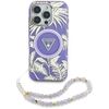 GUESS futerał do IPHONE 16 kompatybilny z MagSafe GUHMP16SHPCTPLSU (IML Palm Trees Triangle W/ Pearl Strap) fioletowy