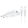 Ładowarka sieciowa do telefonu VEGER USB A + Typ C PD 65W + kabel Typ C do C 100W TR122 biała