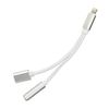 Adapter AUX 2w1 Lightning (męski) do Lightning (żeński) / Jack 3,5 mm (żeński) srebrny