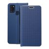 Etui z klapką na Samsung A21s Luna Book Carbon niebieskie