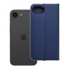 Etui z klapką na iPhone 16e (SE 4 2025) Luna Book Carbon niebieskie
