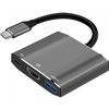 Adapter HUB 3w1 USB C ART OEM-C17 srebrny