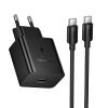 Ładowarka sieciowa do telefonu Hoco USB C QC PD 45W + kabel USB C do USB C N77 czarna