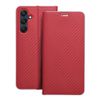 Etui z klapką na Samsung A25 5G Luna Book Carbon czerwone