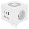 KERG Kostka zasilająca 2-gniazdowa + ładowarka USB-A+USB-C + lampka LED 16A/250V~ Smart biała
