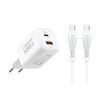 Ładowarka sieciowa do telefonu VEGER USB A + Typ C PD Super Charge PPS 100W + kabel Typ C do C 240W TR150 biała