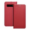 Etui z klapką na Samsung S10 Luna Book Carbon czerwone