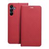 Etui z klapką na Samsung A15 4G / A15 5G Luna Book Carbon czerwone
