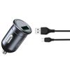 XO ładowarka samochodowa CC46 QC 3.0 18W 1x USB szara + kabel microUSB