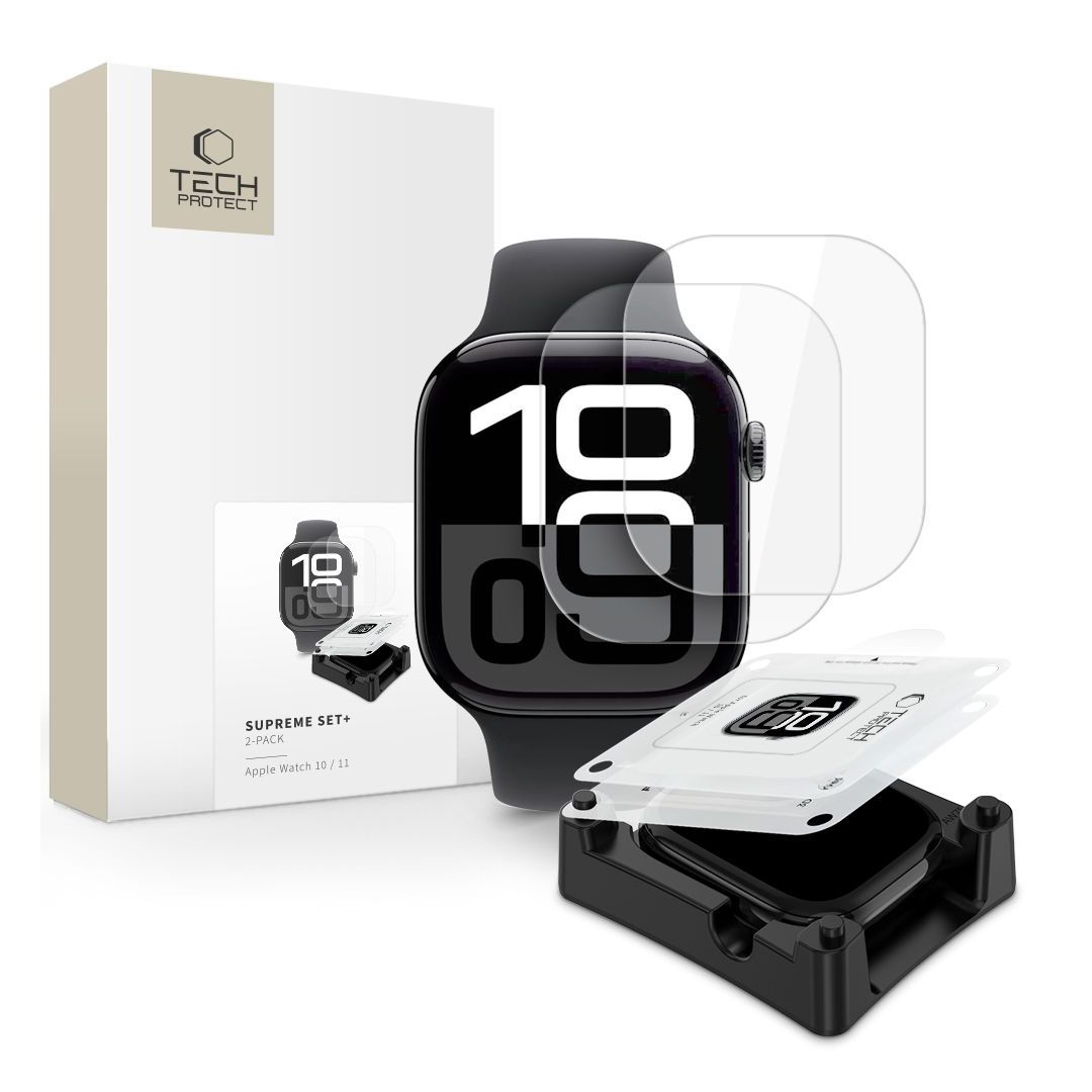 FOLIA HYDROŻELOWA TECH-PROTECT SUPREME SET+ 2-PACK APPLE WATCH 10 / 11 (46 MM) CLEAR