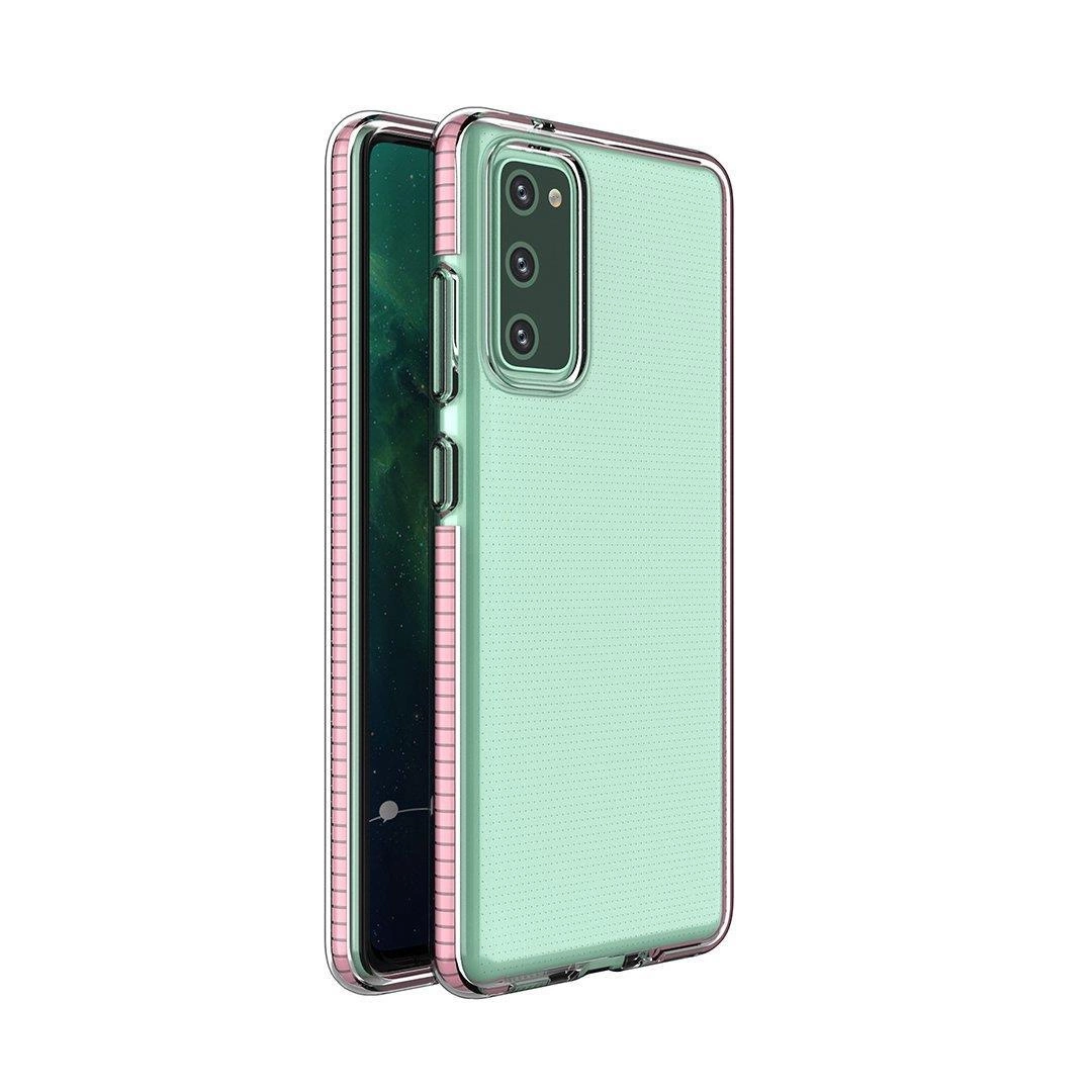 Spring Case pokrowiec żelowe etui z kolorową ramką do Samsung Galaxy A72 4G jasnoróżowy