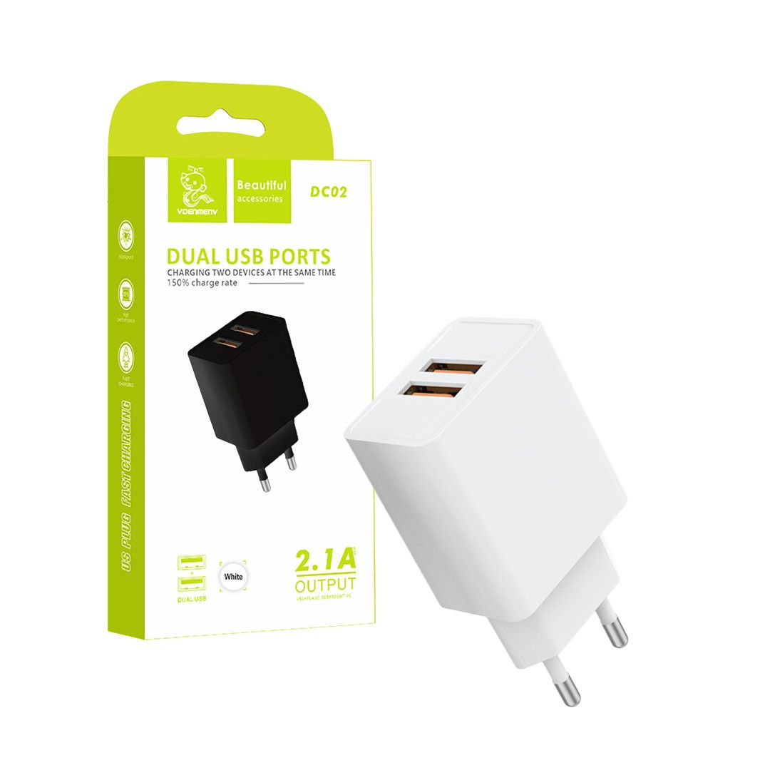 Denmen Ładowarka sieciowa DC02 2XUSB 2.1A 10W Biały DC02W