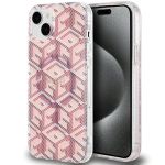 GUESS futerał do IPHONE 15 kompatybilny z MagSafe GUHMP15SHGCUSTGP (IML GCUBE) różowy